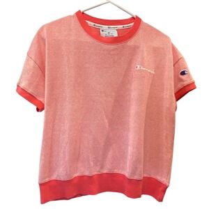 Vintage Champion Women's Medium Reverse Weave Crewneck Short Sleeve T-Shirt Pink